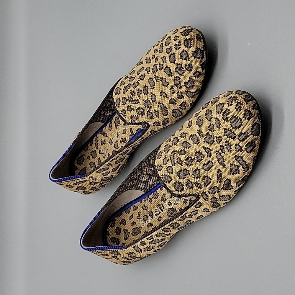 Rothy’s The Flat in Spotted Leopard Print Round Toe Size 6.5